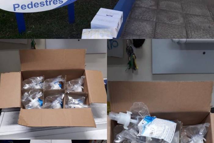 A escola doou material que deixaria de ser utilizado por causa da quarentena