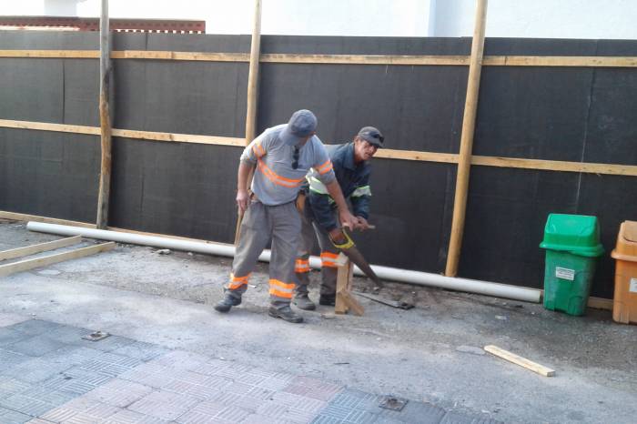 Construtora Pelotense já fechou canteiro de obras com tapume e trata das instalações internas