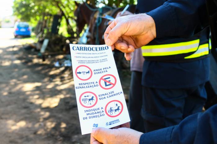 Ação abordou oito condutores de charretes e avaliou a saúde de 12 animais
