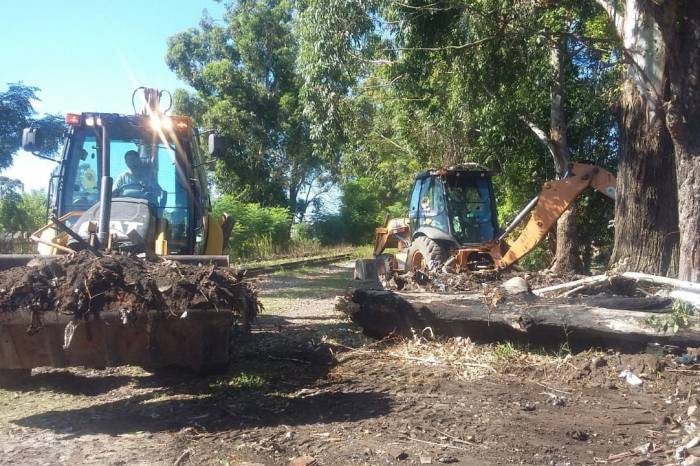 Alvo foi o leito da viação férrea no bairro. Ação resultou na remoção de 27 cargas de resíduos