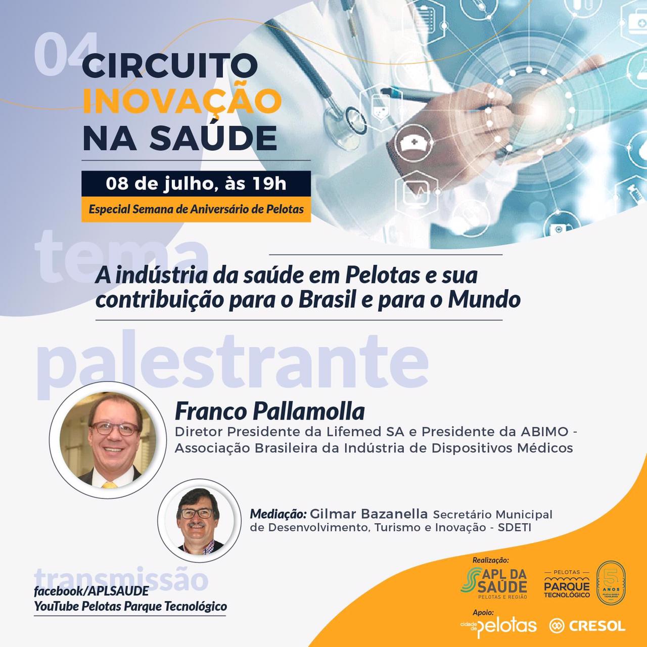 Pelotas Parque Tecnológico e APL da saúde promovem live comemorativa aos 209 anos de Pelotas