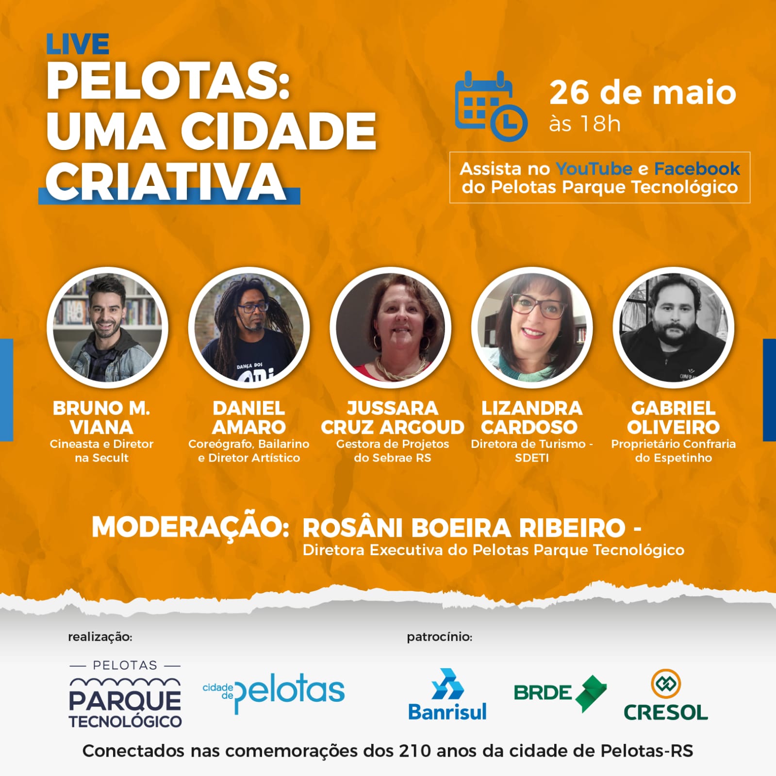 O encontro será nesta quinta-feira (26), às 18h, com transmissão no canal do YouTube e Facebook do Parque