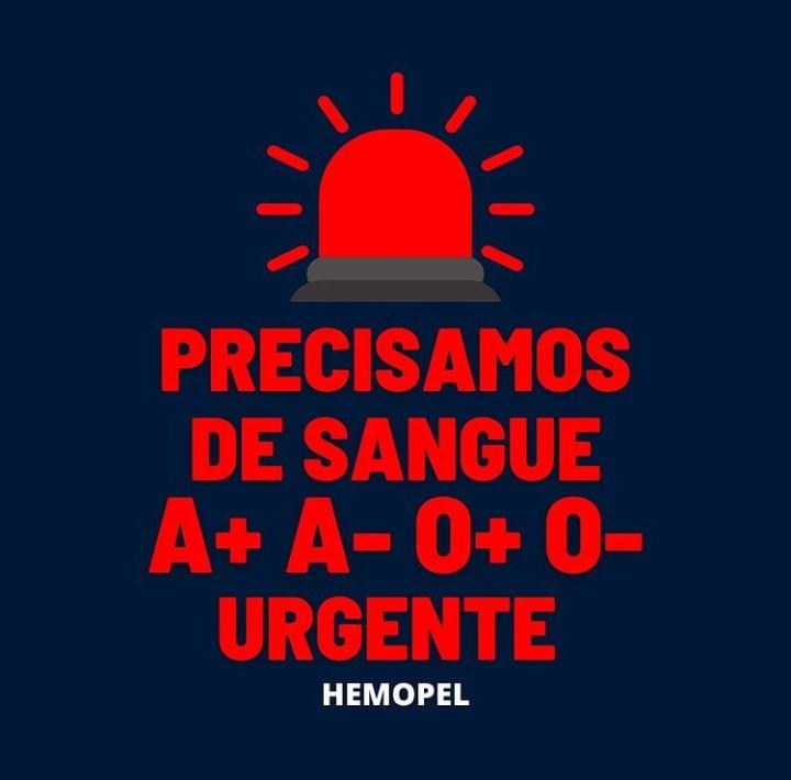 Todos os tipos sanguíneos são necessários, mas O+, O- e A- são os mais urgentes