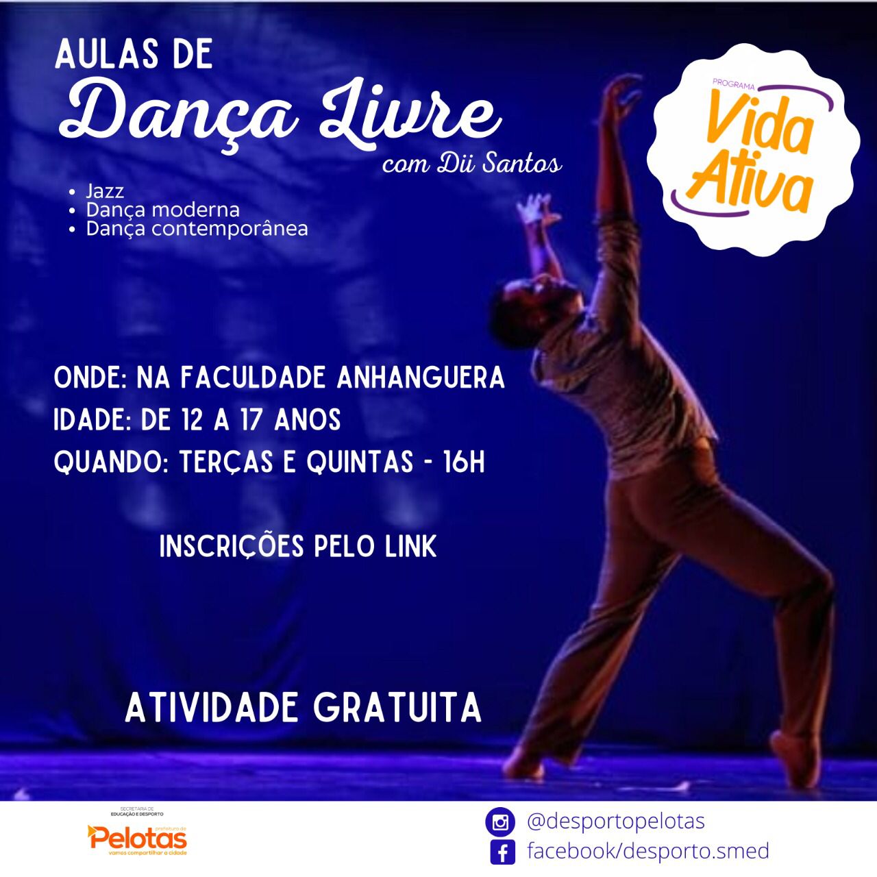 Mais uma turma do projeto Vida Ativa está com inscrições abertas e abrangerá jazz, dança moderna e contemporânea