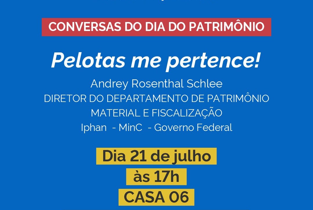 Diretor do Iphan, o arquiteto Andrey Schlee, conduz o encontro com o título “Pelotas me pertence!”, às 17h, na Casa Seis