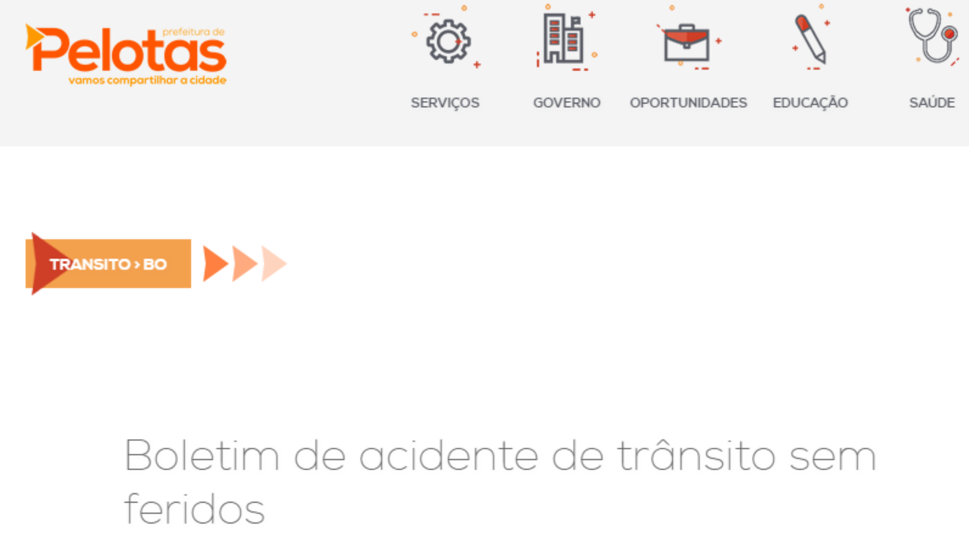 Site da Prefeitura possui espaço para protocolar situações de pequena proporção