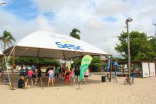 Final de semana com atividades esportivas na Praia do Laranjal