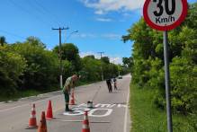 STT faz pinturas de sinalização de trânsito em diversos pontos da cidade