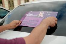 Lançamento da campanha nos táxis de Pelotas: “Mulher, tu não estás sozinha”