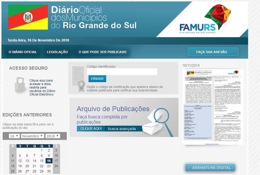 Publicações oficiais estarão disponíveis a todos os interessados na página da Famurs na internet