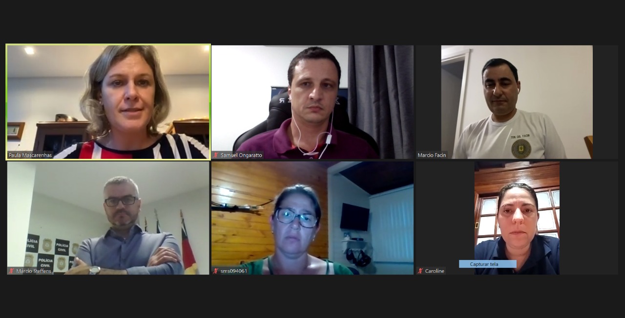 Prefeita, secretários de Saúde e de Segurança Pública e representantes das instituições de segurança, participaram de reunião virtual sobre o tema
