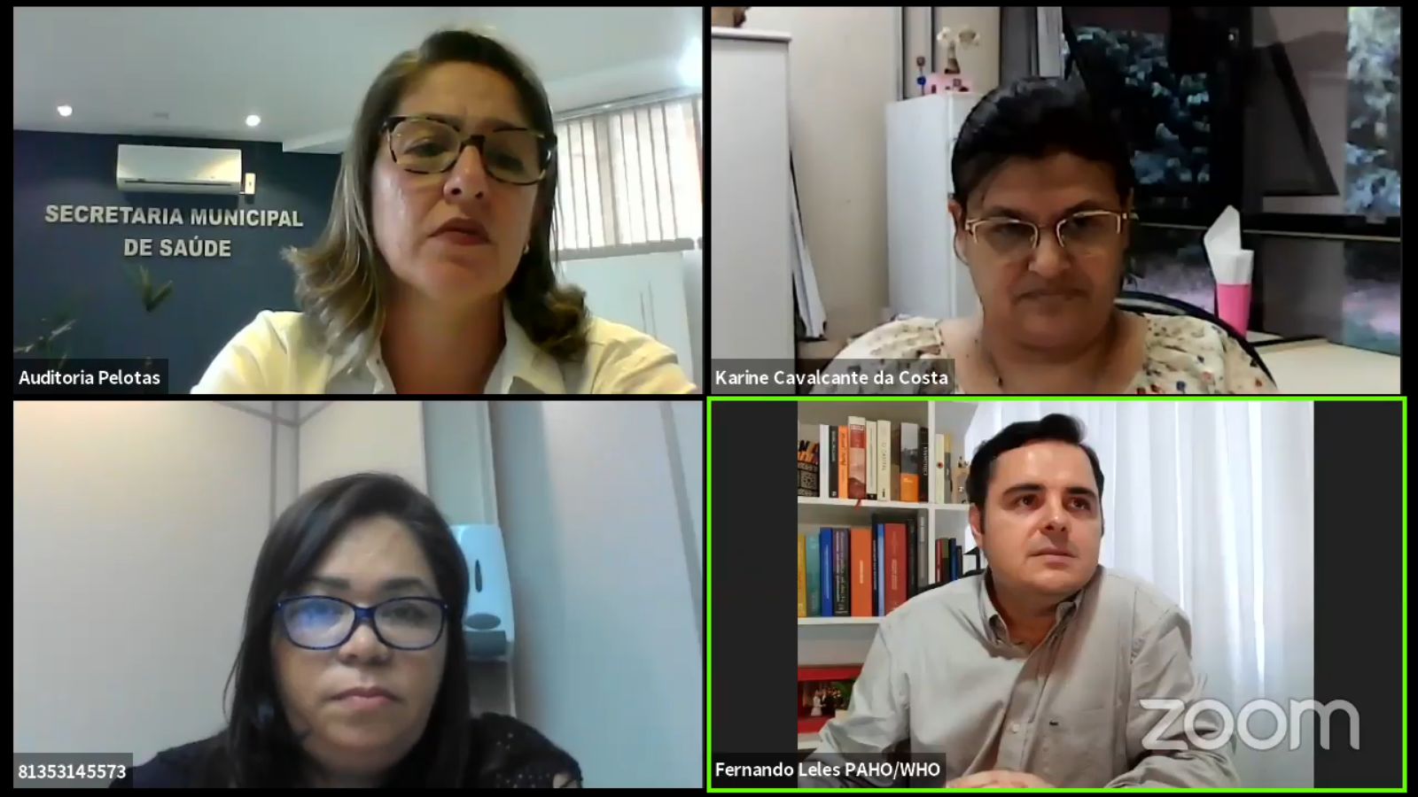 Chefe da pasta, Roberta Paganini participou do encontro online promovido pelo Ministério da Saúde e OMS