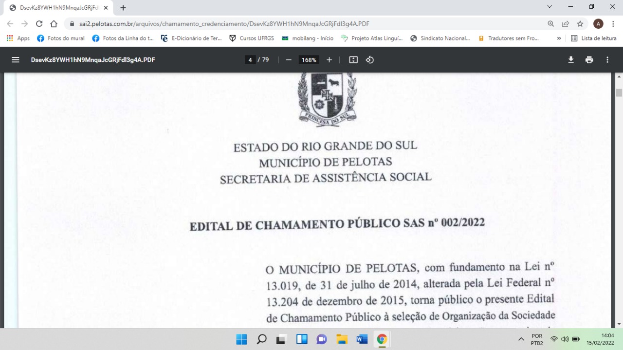 Processo selecionará uma Organização da Sociedade Civil