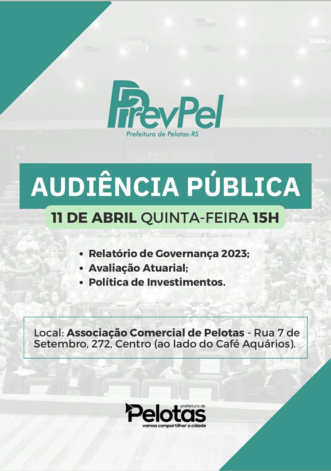 Encontro irá discutir a perspectiva atual e futura da previdência municipal, no dia 11, às 15h, na Associação Comercial de Pelotas