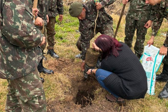 Na sexta-feira (11), 40 mudas foram plantadas no bairro Santa Terezinha