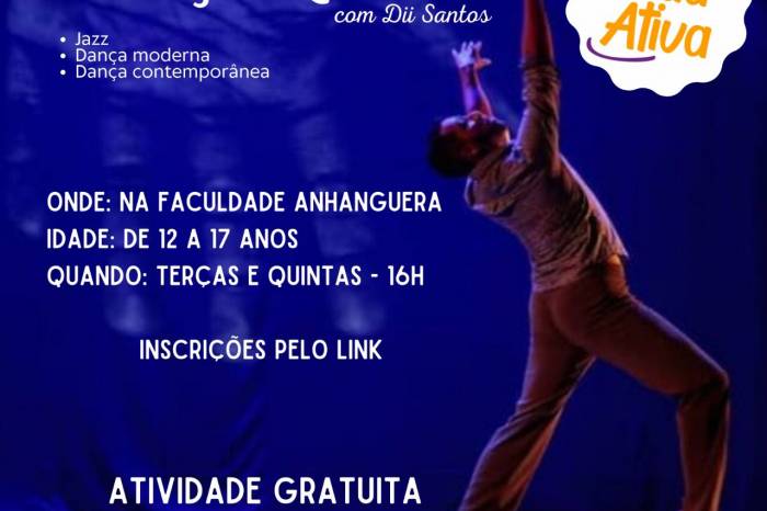 Mais uma turma do projeto Vida Ativa está com inscrições abertas e abrangerá jazz, dança moderna e contemporânea