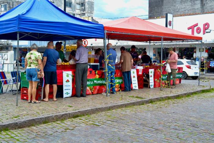 Bancas no Centro e bairros, das Feiras Municipais, são responsáveis pela popularização das frutas