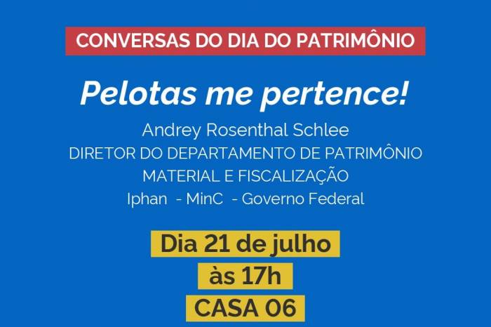 Diretor do Iphan, o arquiteto Andrey Schlee, conduz o encontro com o título “Pelotas me pertence!”, às 17h, na Casa Seis