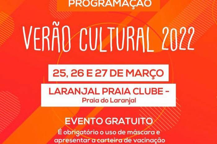 Com entrada franca, apresentações artísticas promovidas pela Prefeitura serão no Laranjal Praia Clube