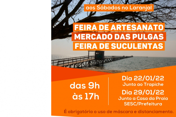 Das 9h às 17h, junto ao Trapiche, haverá Feira de Artesanato na Rua, Mercado das Pulgas e Feira de Suculentas