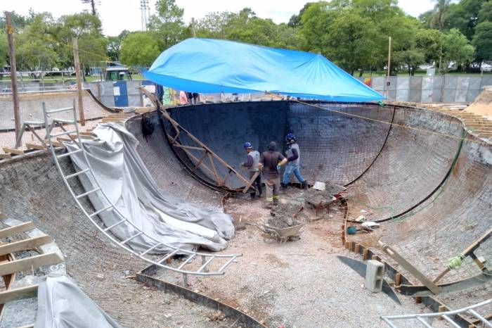 Espaço para a prática esportiva no Parque Dom Antônio Zattera tem aproximadamente 1.000 metros quadrados de área construída