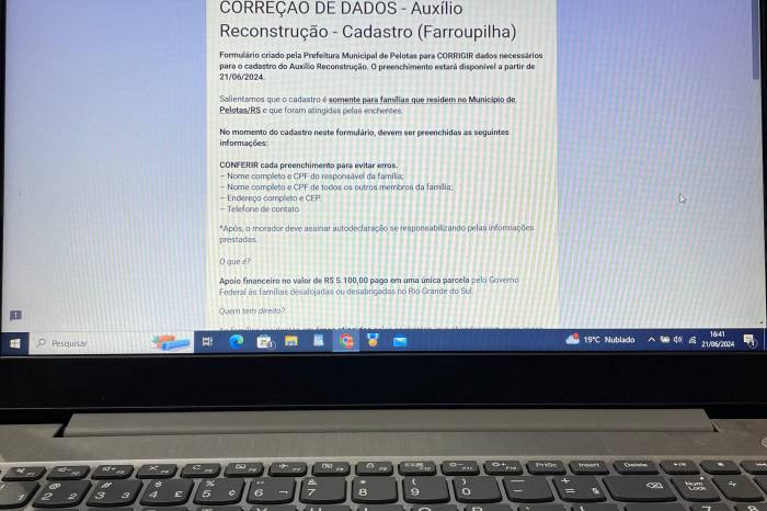 Agora, relação de nomes que precisam reenviar solicitação ao governo federal inclui moradores das Doquinhas, Ceval, Estrada do Engenho, Areal fundos e Simões Lopes; prazo vai até as 23h59 de segunda-feira (24)