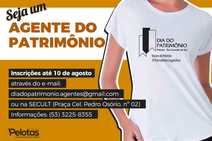 Os voluntários escolhidos mediarão atividades durante o Dia do Patrimônio 2022 - Vozes de Pelotas: O Patrimônio Linguístico