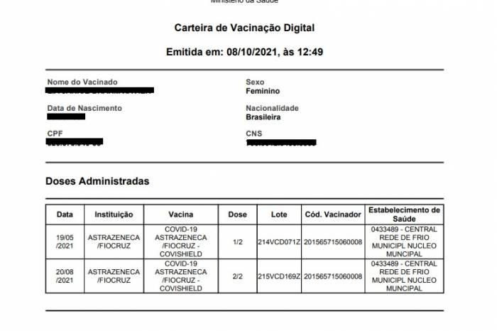 Ajuda para emissão de segunda via da carteira e do certificado digital de vacinação é feita por canal criado pela Secretaria Municipal de Saúde