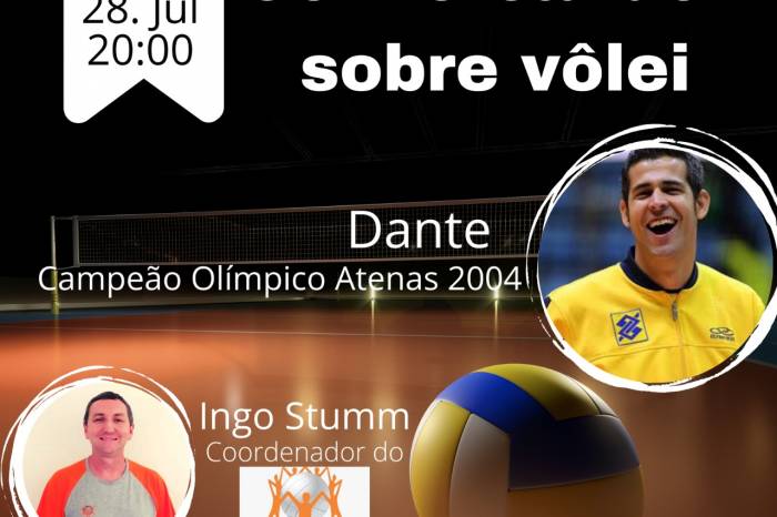 O convidado desta quarta-feira é Dante do Vôlei, que irá conversar com a comunidade pelotense sobre os bastidores da vida de um atleta olímpico