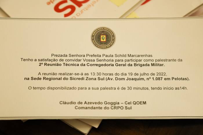 A prefeita de Pelotas irá palestrar na 2ª Reunião Técnica da Corregedoria Geral da Brigada Militar, que acontece no dia 19 de julho