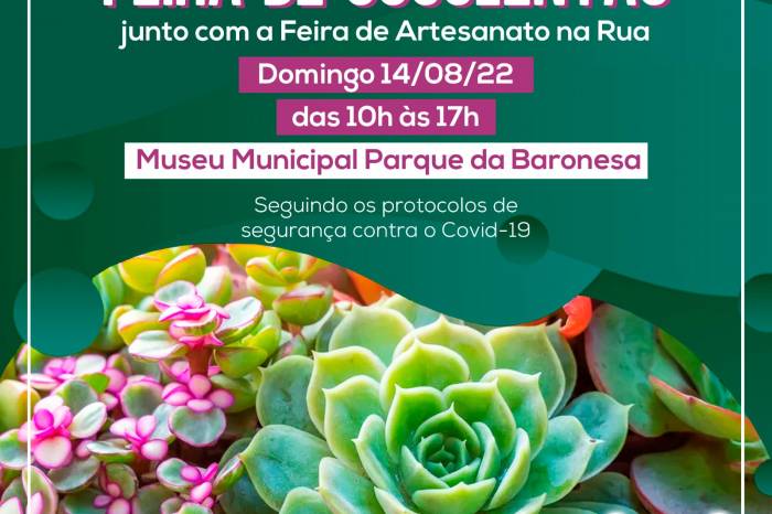 Feira de Artesanato na Rua e Feira de Suculentas será realizada das 10h às 17h