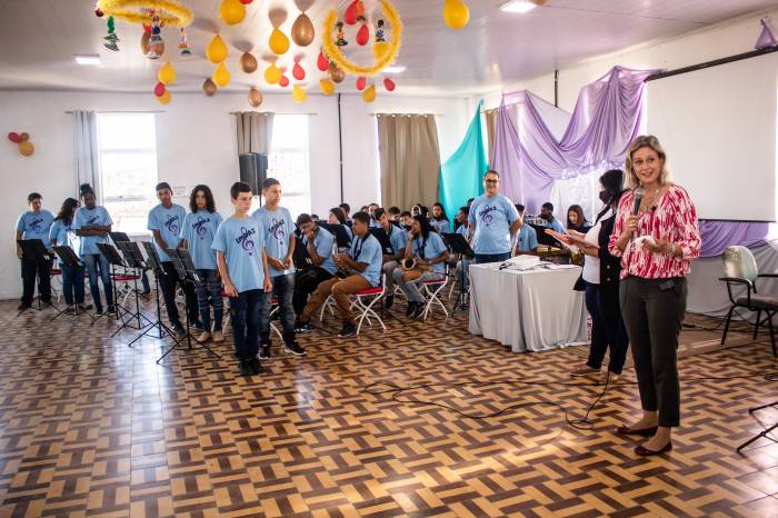 O reconhecimento, durante festa de encerramento do ano da entidade, foi voltado aos alunos da Banda Musical Notas de Esperança