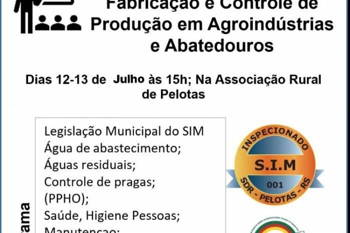 Programação é destinada à equipe técnica do Serviço de Inspeção Municipal (SIM) e a proprietários de frigoríficos, abatedouros e agroindústrias