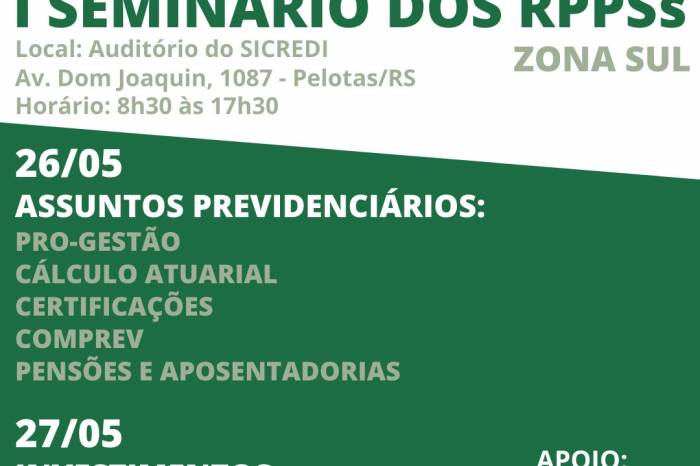 Seminário será realizado nos dias 26 e 27 de maio, na sede do Sicredi, na avenida Dom Joaquim, 1.087