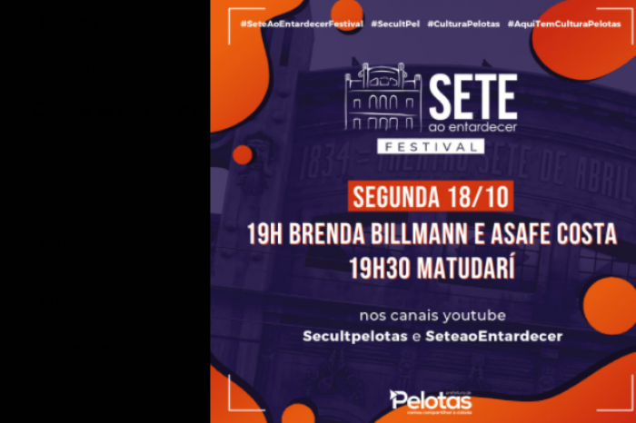 Os shows de Brenda Billmann e Asafe Costa e banda Matudarí começam às 19h e serão transmitidos pelos canais da Secult e do projeto