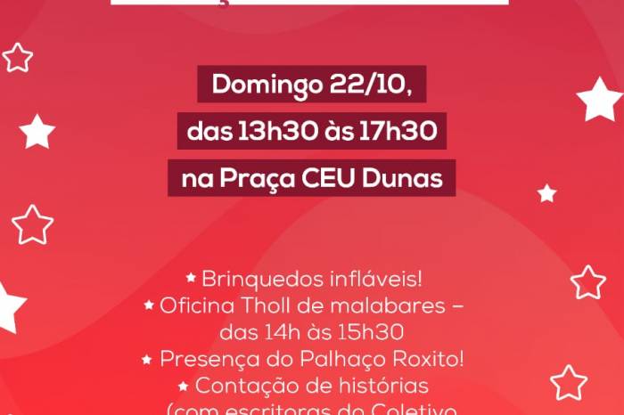 No domingo (22), Festa da Criança na Estação Cidadania contará com oficinas, contação de histórias e brinquedos infláveis