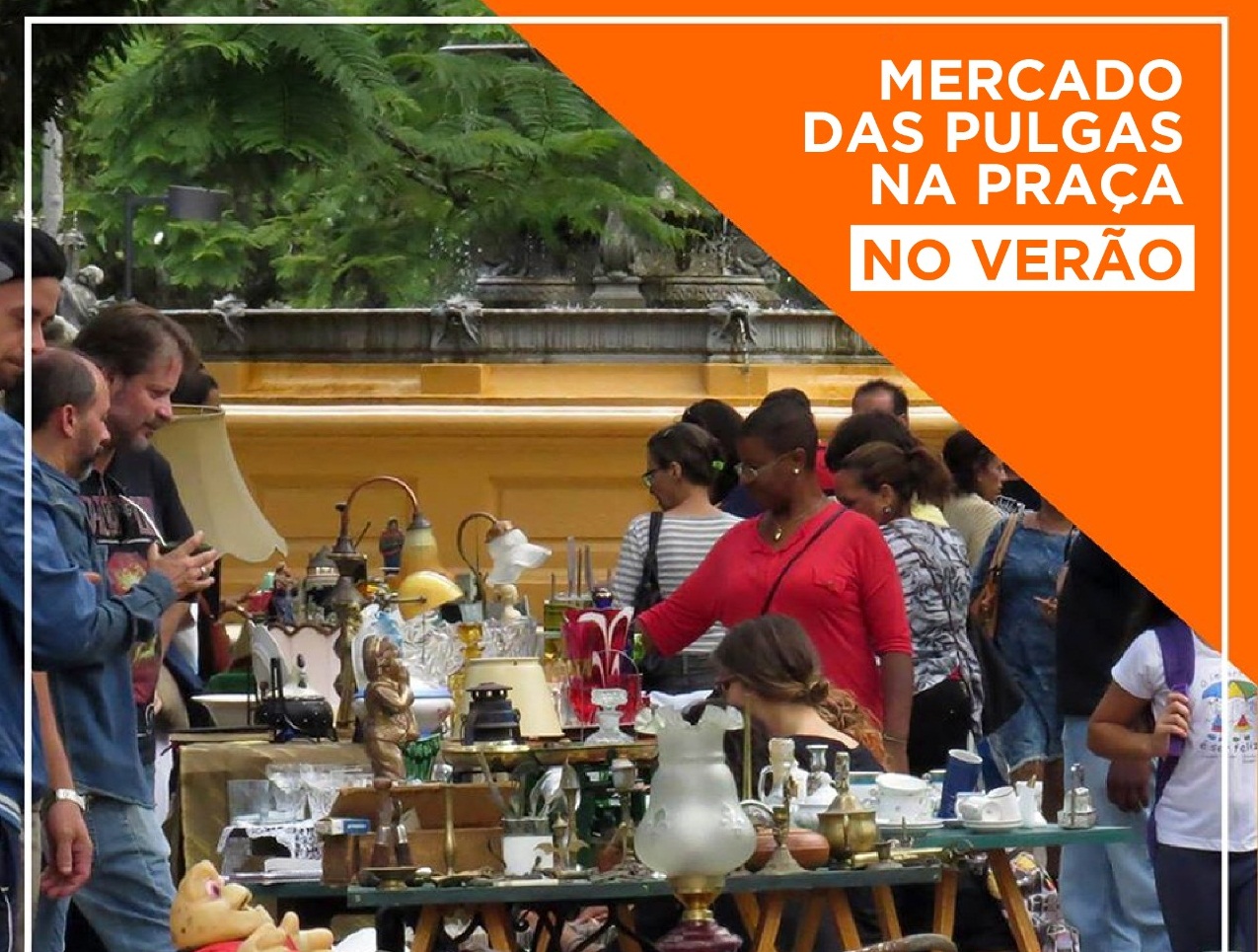Nos sábados de janeiro e fevereiro, em que não chover, a feira de antiguidades, artesanato e brechó será realizada na principal praça de Pelotas