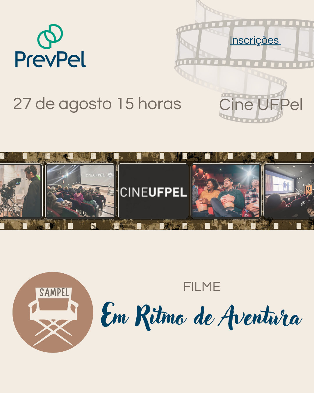 Parceria com o Cine UFPel apresenta sessão de cinema com o filme Em Ritmo de Aventura