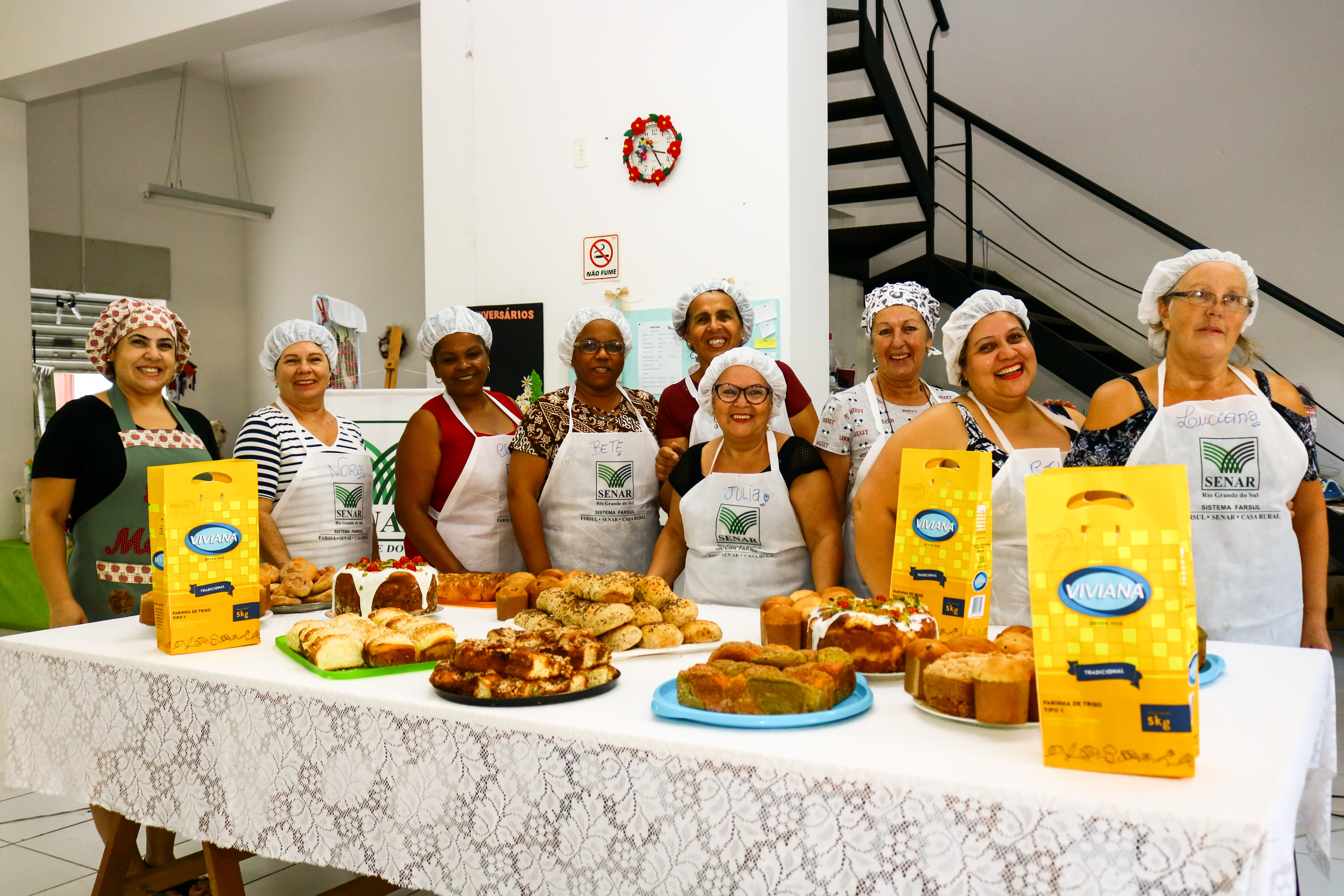 Em três dias, as participantes aprenderam a fazer uma grande variedade de pães, massas, cucas, molhos e recheios