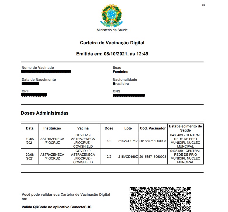 Ajuda para emissão de segunda via da carteira e do certificado digital de vacinação é feita por canal criado pela Secretaria Municipal de Saúde