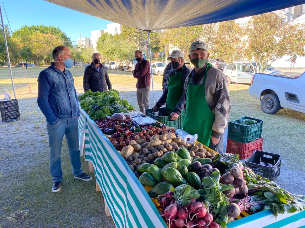 Na rua Guilherme Wetzel, seis bancas passam a comercializar produção de 20 integrantes da agricultura familiar da zona rural local