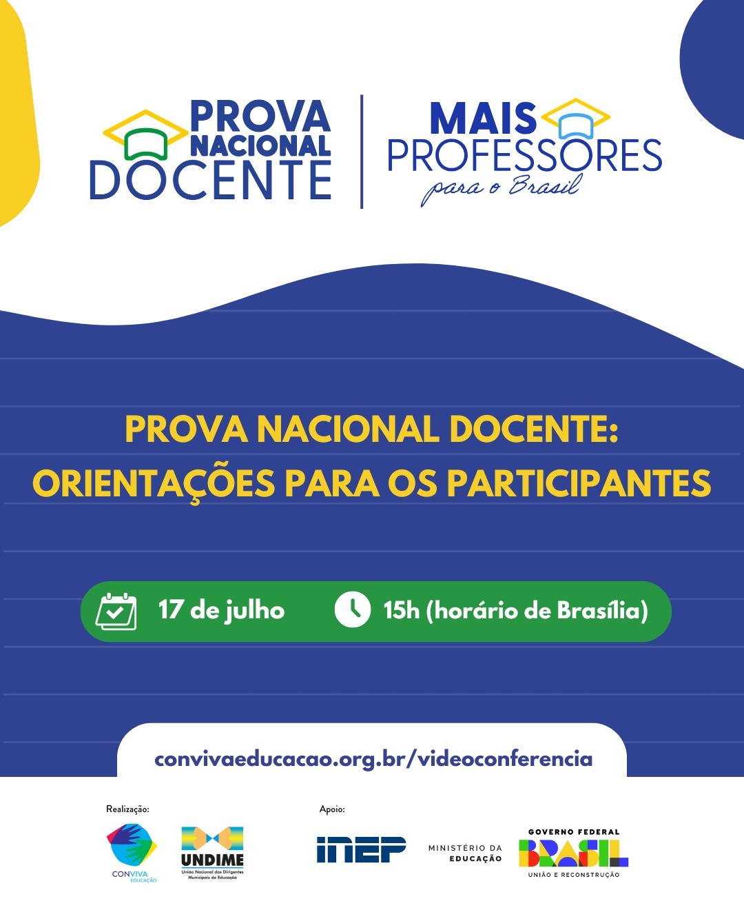 Evento será transmitido às 15h, pelos canais do MEC e do Conviva Educação no YouTube
