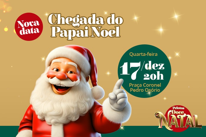 Considerando as condições climáticas previstas para esta segunda-feira (15), a chegada do Papai Noel foi adiada