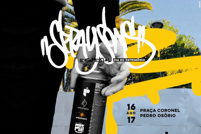 Tapumes das obras na Praça Coronel Pedro Osório se transformam em telas a céu aberto
