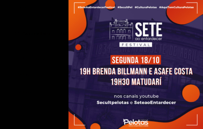 Os shows de Brenda Billmann e Asafe Costa e banda Matudarí começam às 19h e serão transmitidos pelos canais da Secult e do projeto