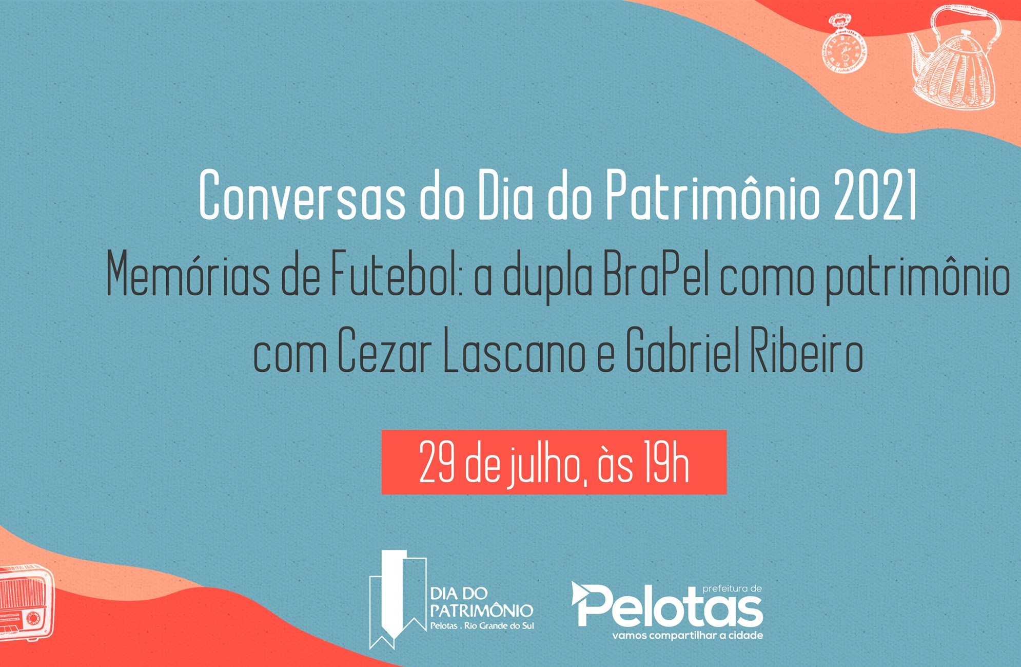 César Lascano e Gabriel Ribeiro vão compartilhar memórias sobre a dupla BraPel, no encontro que destaca o futebol como patrimônio imaterial de Pelotas