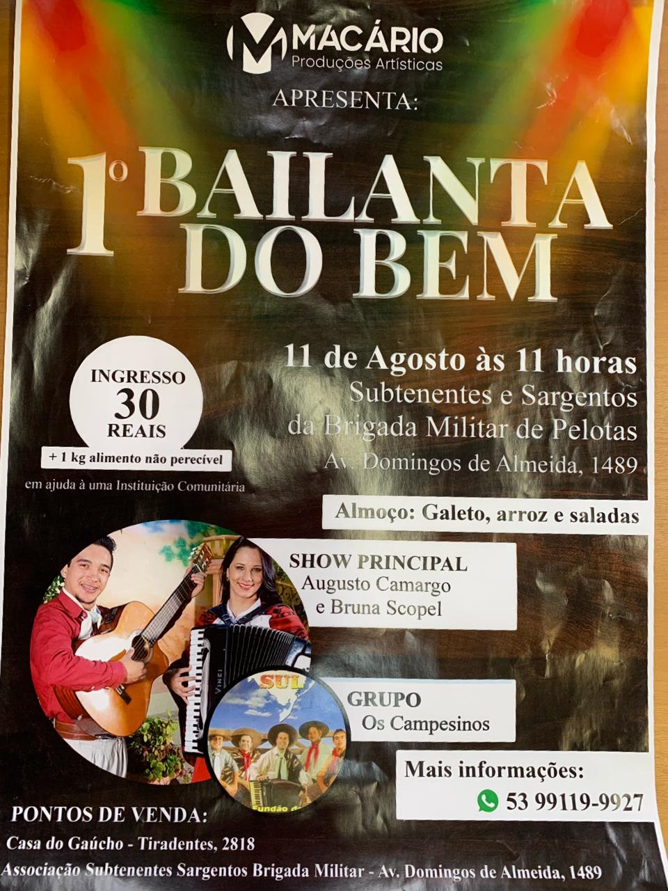 Bailanta do Bem, tradicionalista, vai arrecadar alimentos para instituições sociais